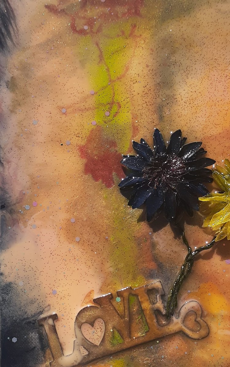 Love in Bloom: Resin Mixed Media Art