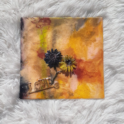 Love in Bloom: Resin Mixed Media Art