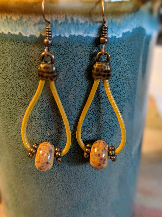 Neutral Lamp Work Bead Earrings