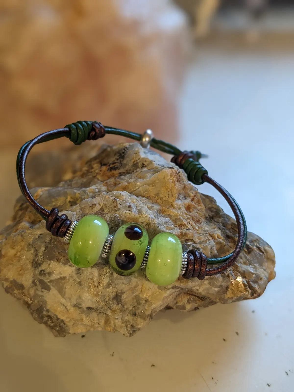 Lime Green with Polka Dots Bracelet