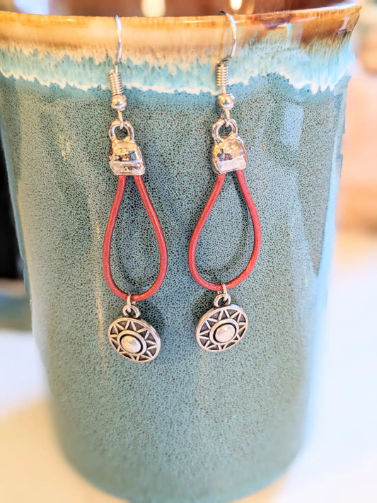 Aztec Sun Charm Earrings