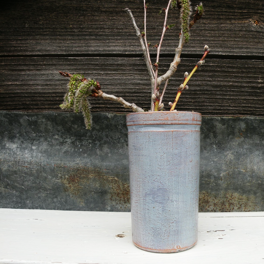 Blues and Copper Upcycled Bottle Vase