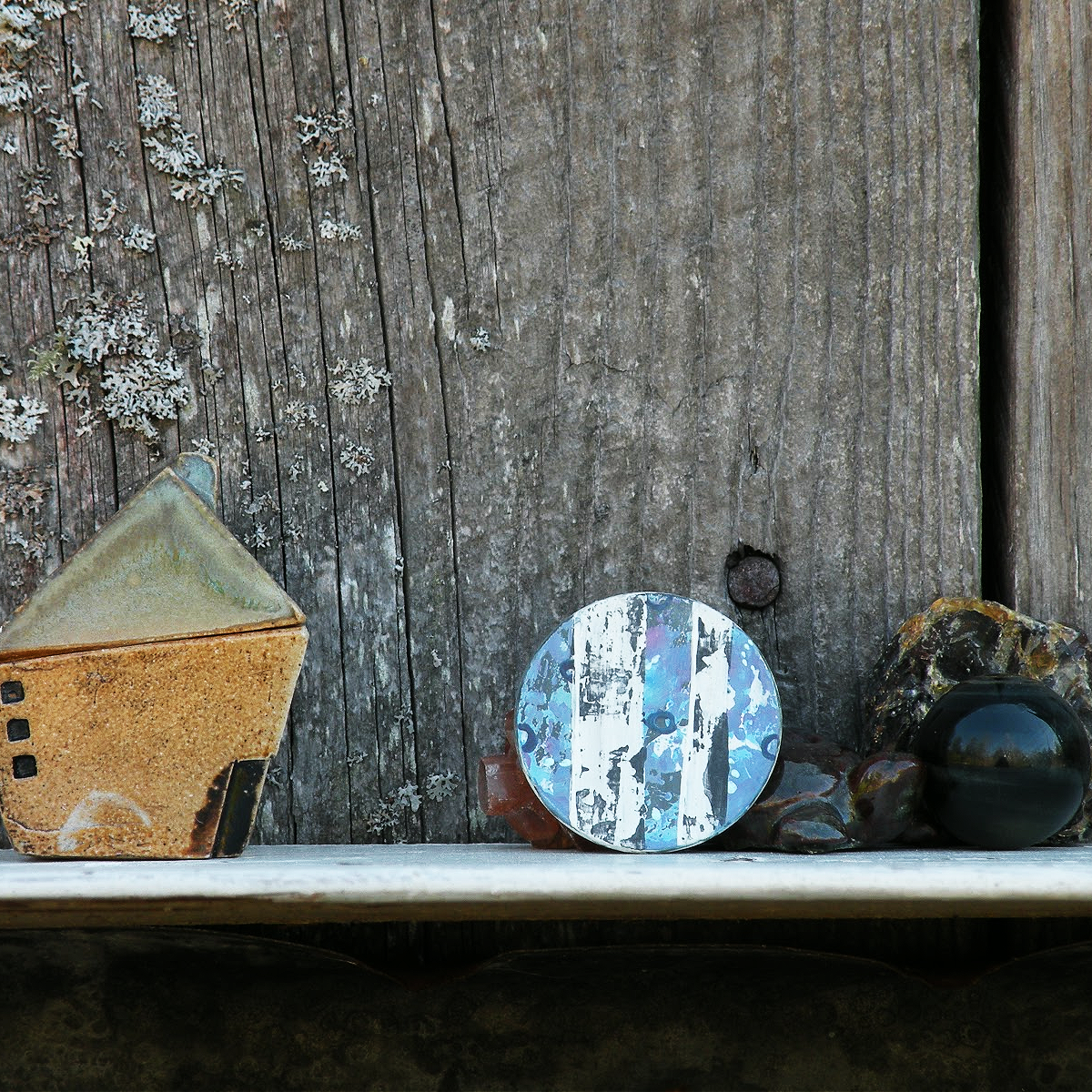 "Purple and Blue" Original Mini Art on Upcycled Poker Chip