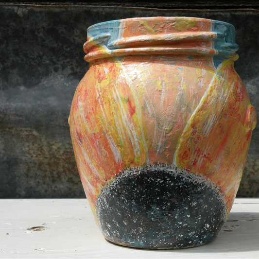 Hand Painted Sunflower Upcycled Bottle Vase