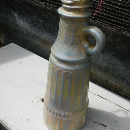 Yellow and Blue Upcycled Bottle Vase