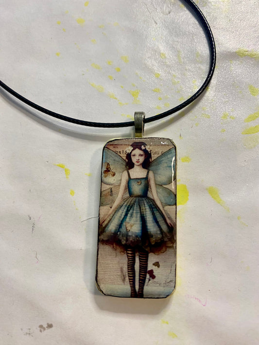 Domino Pendant with Enchanting Fairy Design