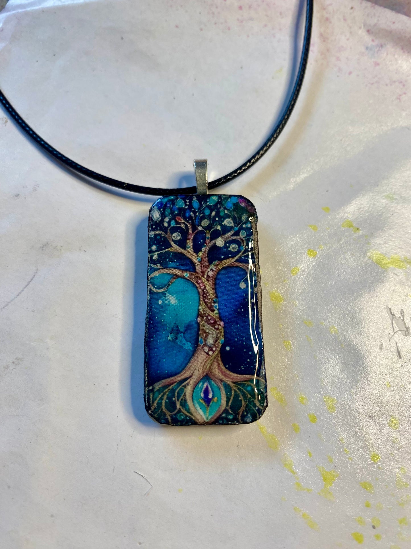 Domino Pendant with Tree of Life Design 1