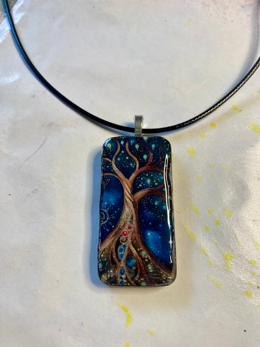 Domino Pendant with Tree of Life Design 2