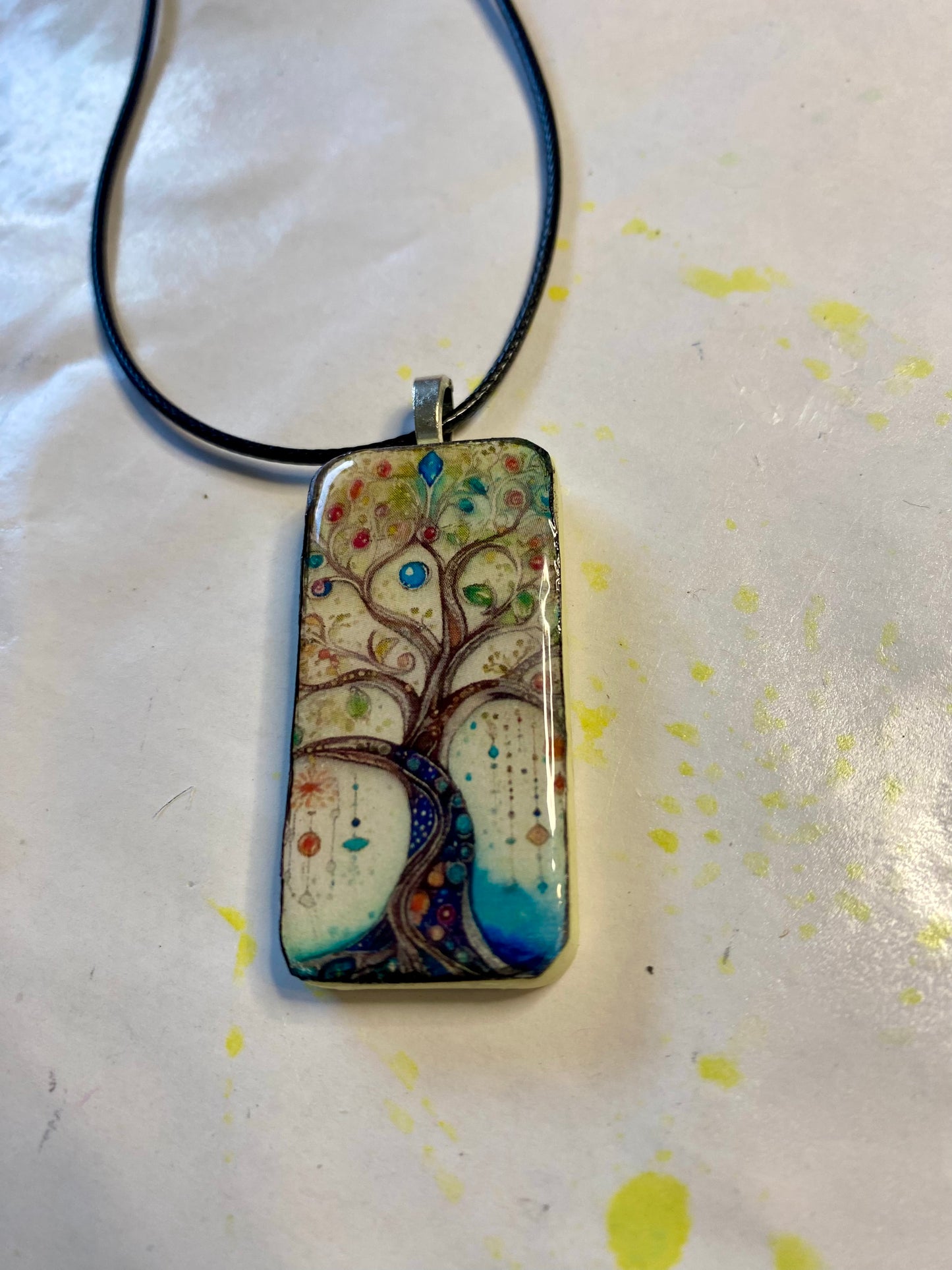 Domino Pendant with Tree of Life Design 3