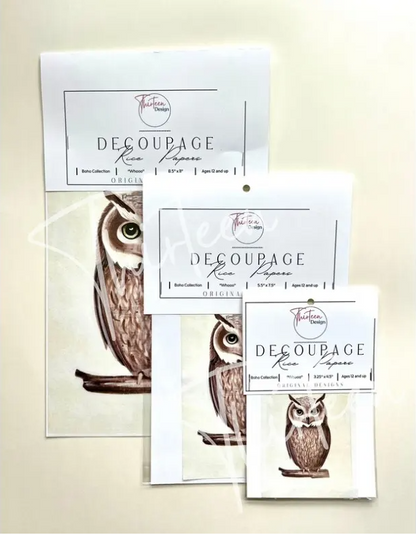 "Whooo" Decoupage Rice Paper - Large Sized