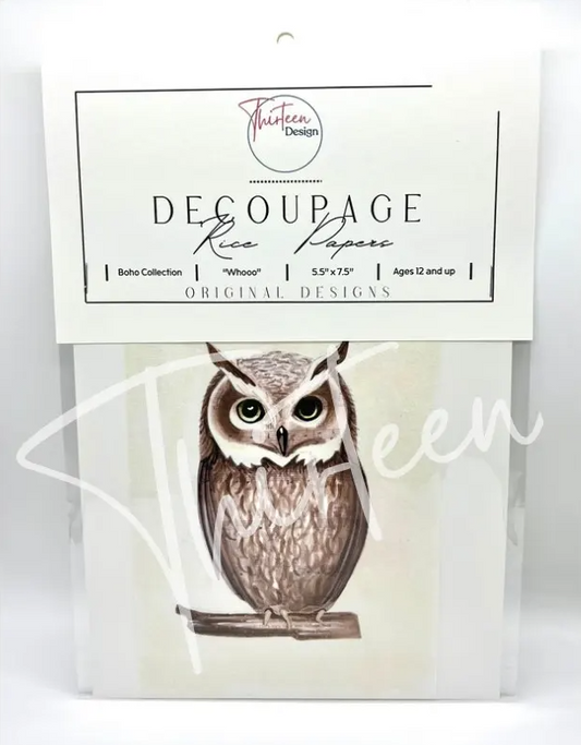 "Whooo" Decoupage Rice Paper - Large Sized