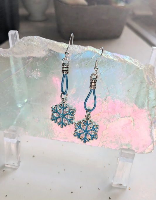 Turquoise and Purple Snowflake Earrings