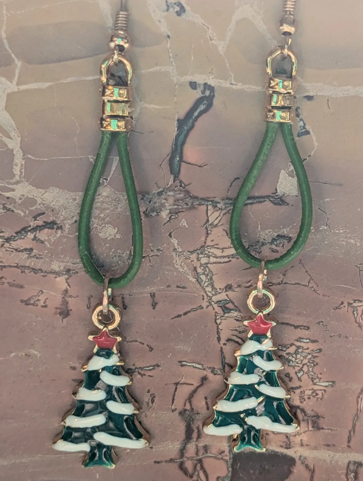 Snowy Christmas Tree Earrings