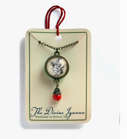 Alice in Wonderland White Rabbit Victorian Pendant Necklace