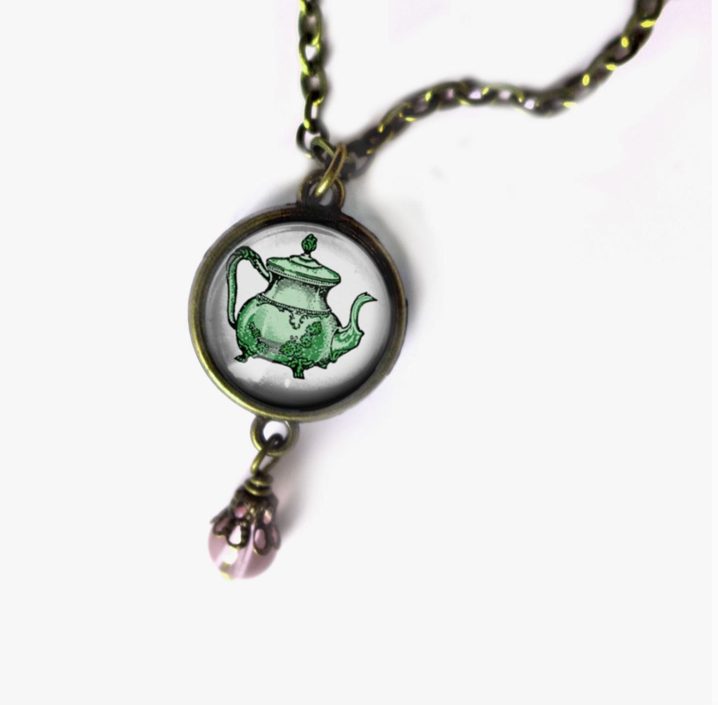 Pastel Tea Steampunk Victorian Pendant Necklace