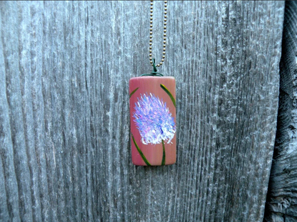 Hand Painted Clover on Red-Purple Pendant