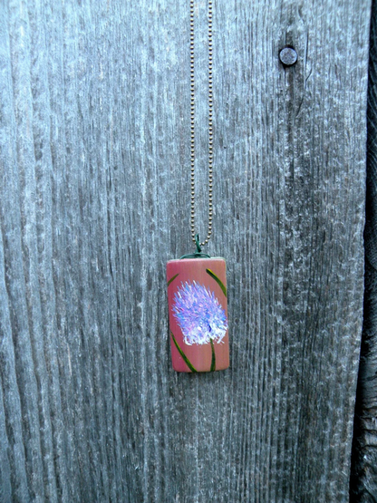 Hand Painted Clover on Red-Purple Pendant