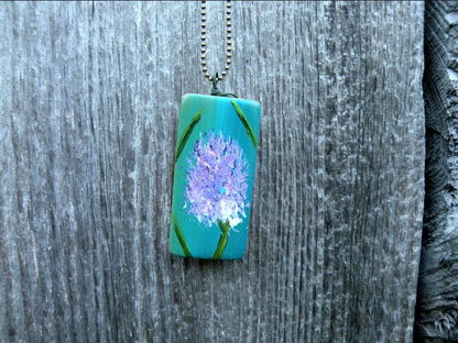 Hand Painted Clover on Teal Pendant