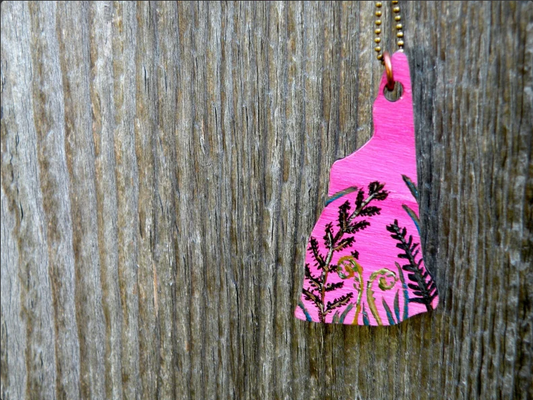 Among the Ferns Hand Painted New Hampshire Art Pendant