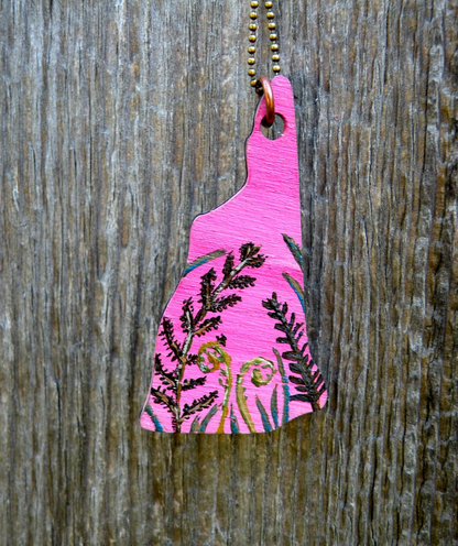 Among the Ferns Hand Painted New Hampshire Art Pendant