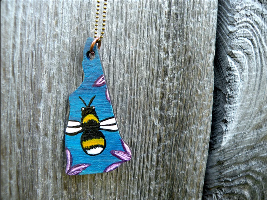 Buzzing Bumblebee Hand Painted New Hampshire Art Pendant