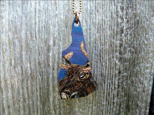 Mama Moose Hand Painted New Hampshire Art Pendant