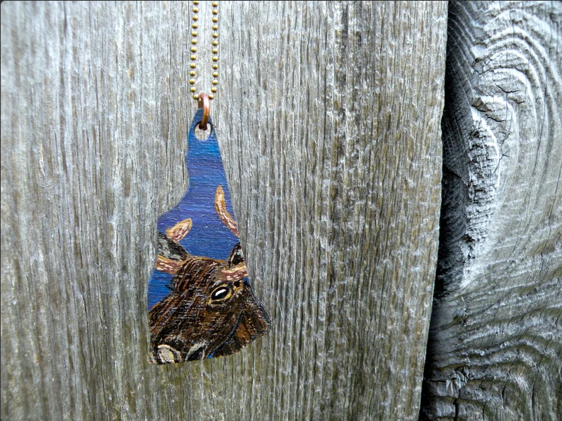 Mama Moose Hand Painted New Hampshire Art Pendant