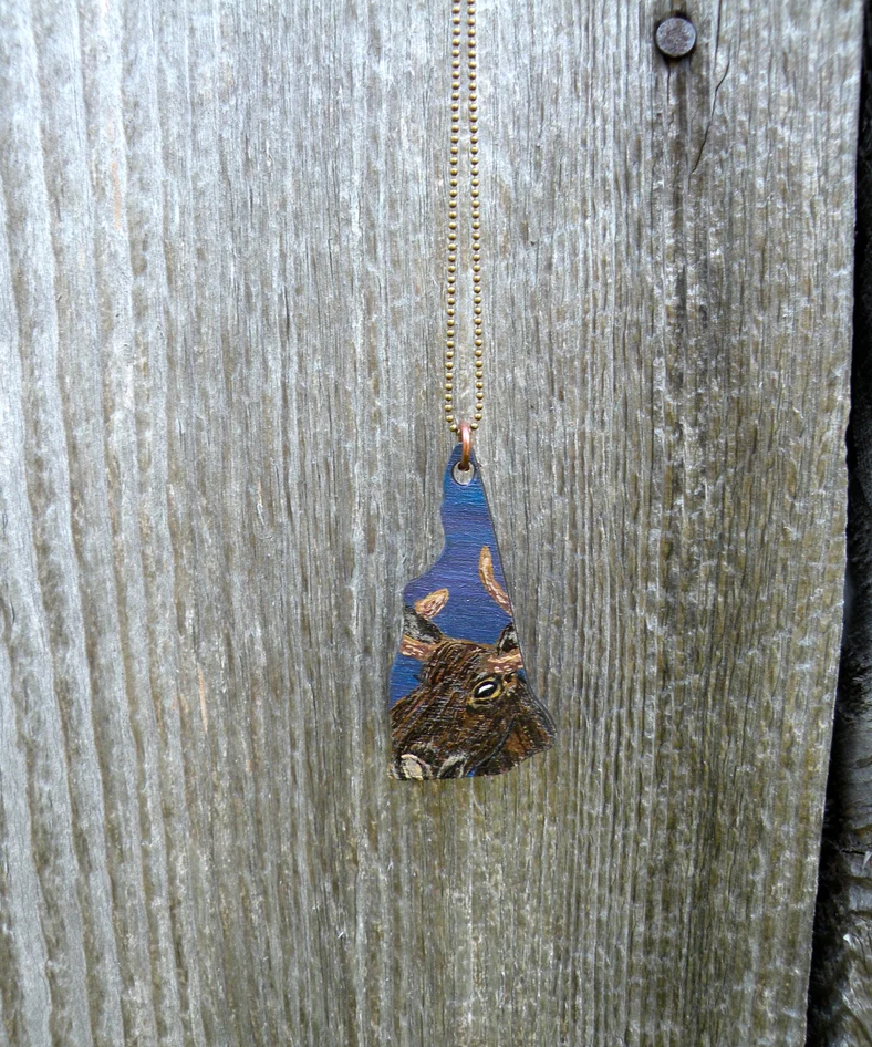 Mama Moose Hand Painted New Hampshire Art Pendant