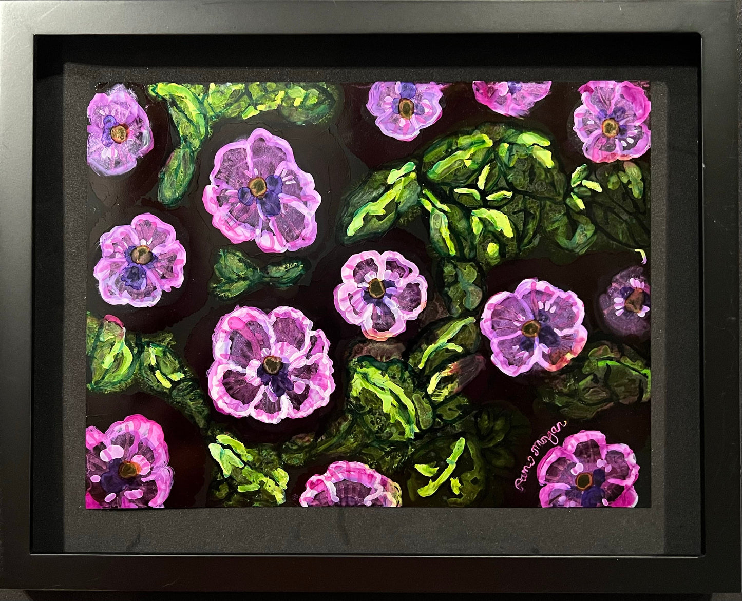 Violet Garden Original Alcohol Ink Floral Painting