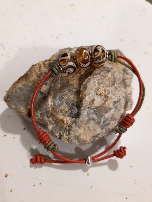 Burnt Orange and Olive Bracelet